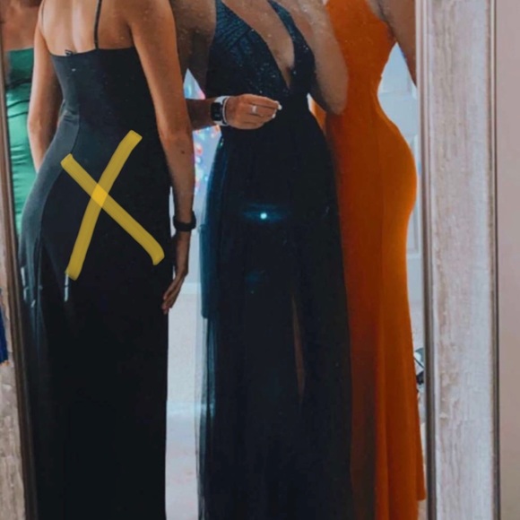 Formal long sequence & mesh overlay gown - Navy blue - Picture 7 of 7